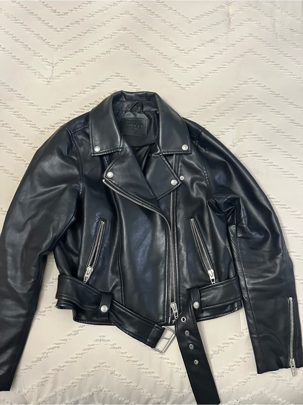BlankNYC Black Faux Leather Moto Jacket | Size Medium
